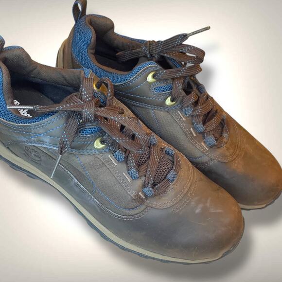 Wmn's TIMBERLAND Hiking Shoes, Waterproof Low Top Brown and Blue Great Condition - Picture 3 of 13